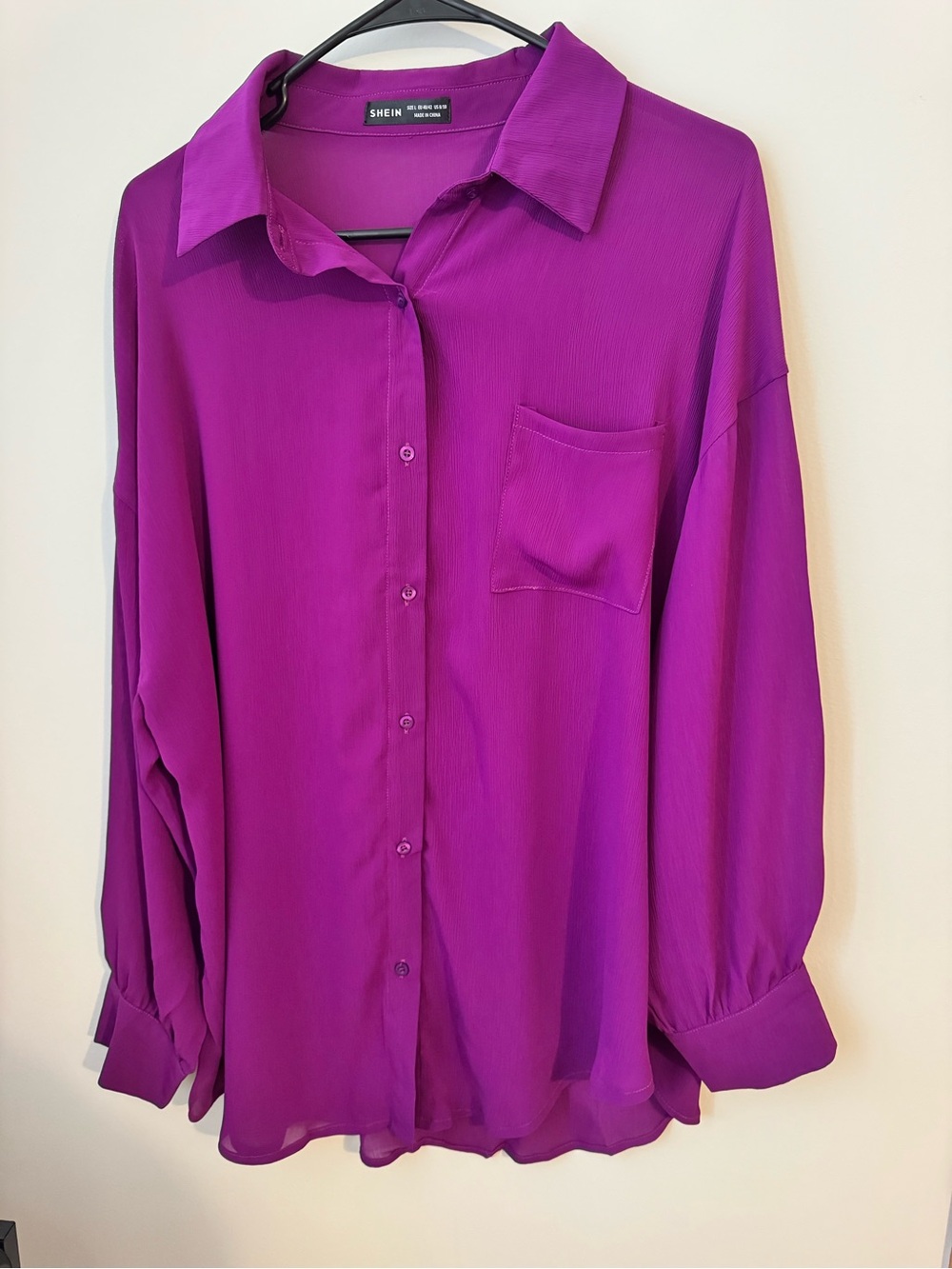 SHEIN Fuchsia Button-Down Blouse